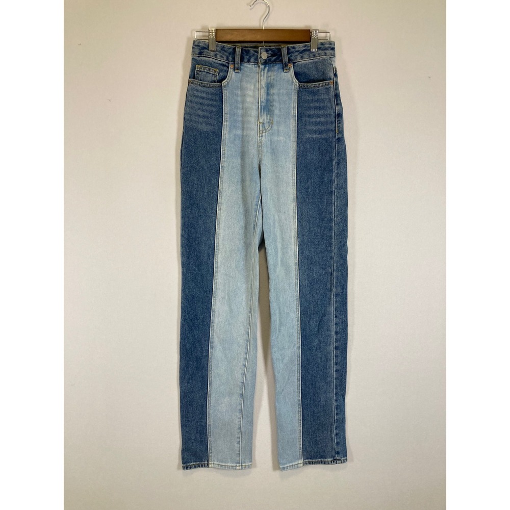 90s Retro PacSun Women 25 Blue Two Tone Colorblock 90's Boyfriend Jeans